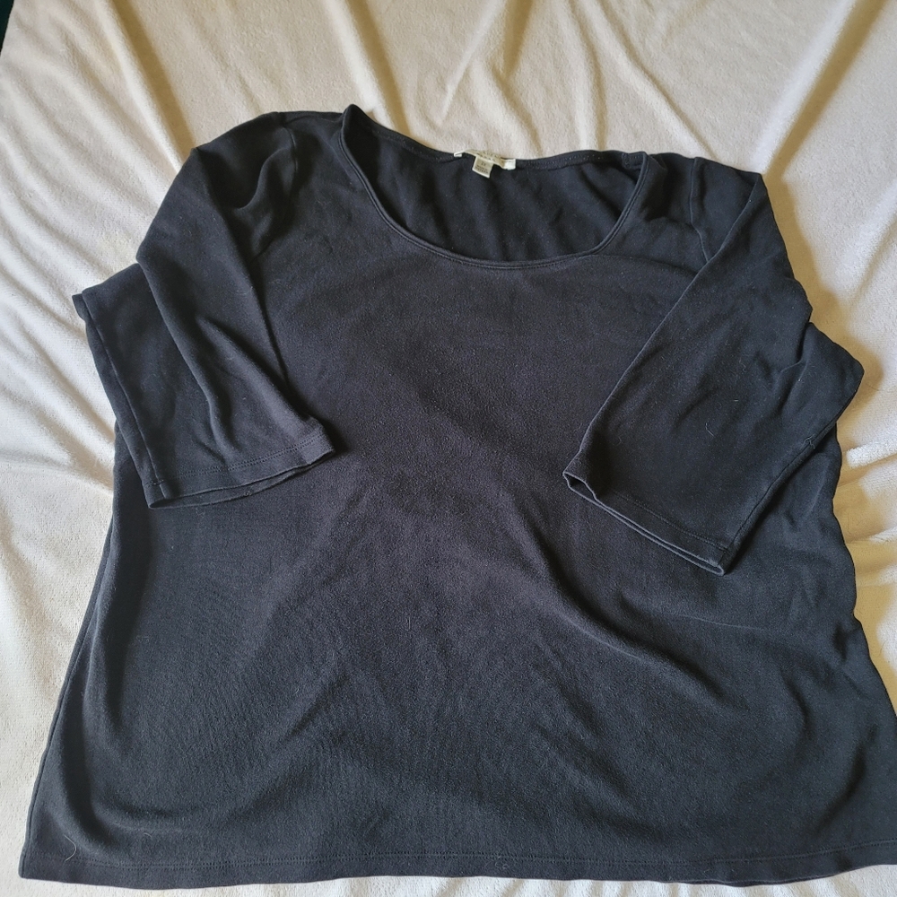 Sarah‎ Spencer Woman Knit Top Plus Size 2X Black Short Sleeve Cotton